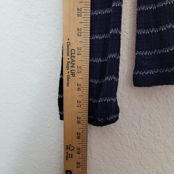 Lucky Brand Sz Small Knit Shirt Top Navy Blue White Stripes Soft Split Neck VGC - Picture 6 of 8